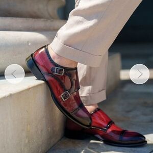 New Red Patent Leather Double Monk Strap Men's Oxfords